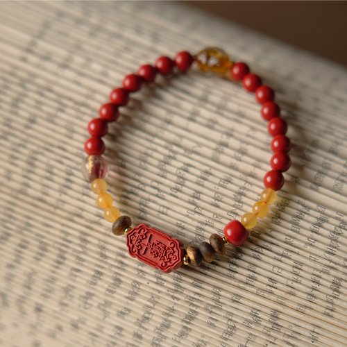 2026新年朱砂沉香手串｜天然红石与沉香木珠，吉祥礼物