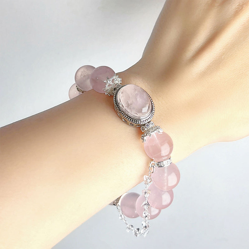 缘起月老主题设计寓意相逢和美祈愿双向奔赴粉水晶白水晶手串
