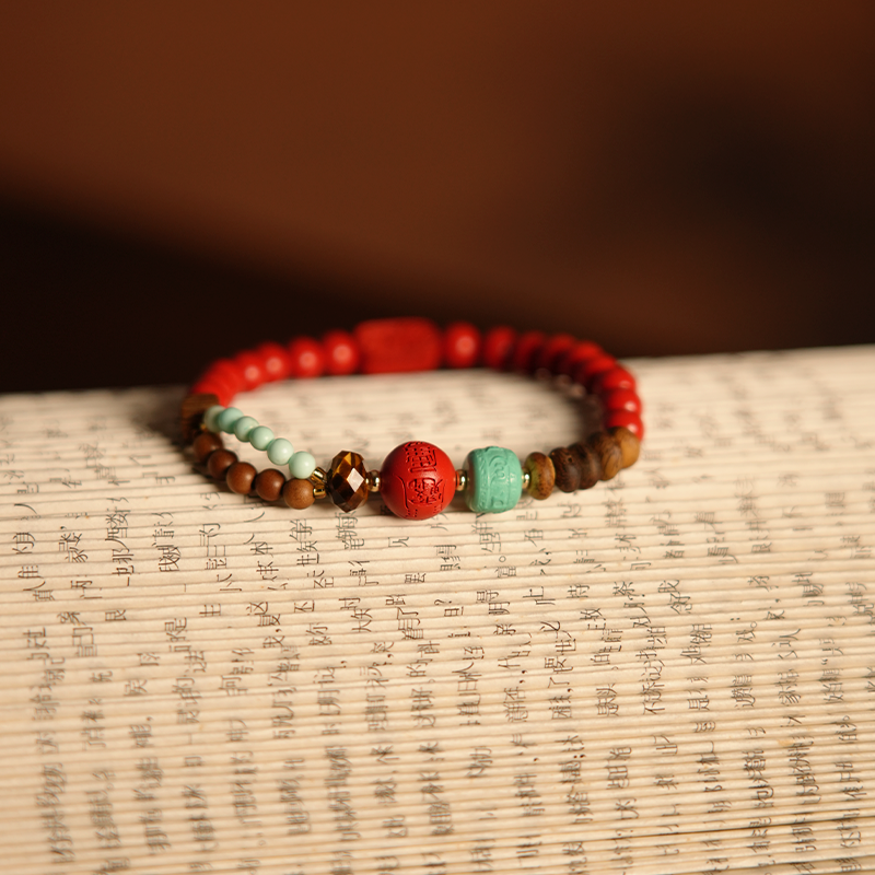 2026新年朱砂沉香手串｜天然红石与沉香木珠，吉祥礼物