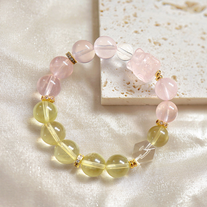 圆满爱情祝福爱情事业双丰收寓意婚姻事业皆顺意粉水晶手串