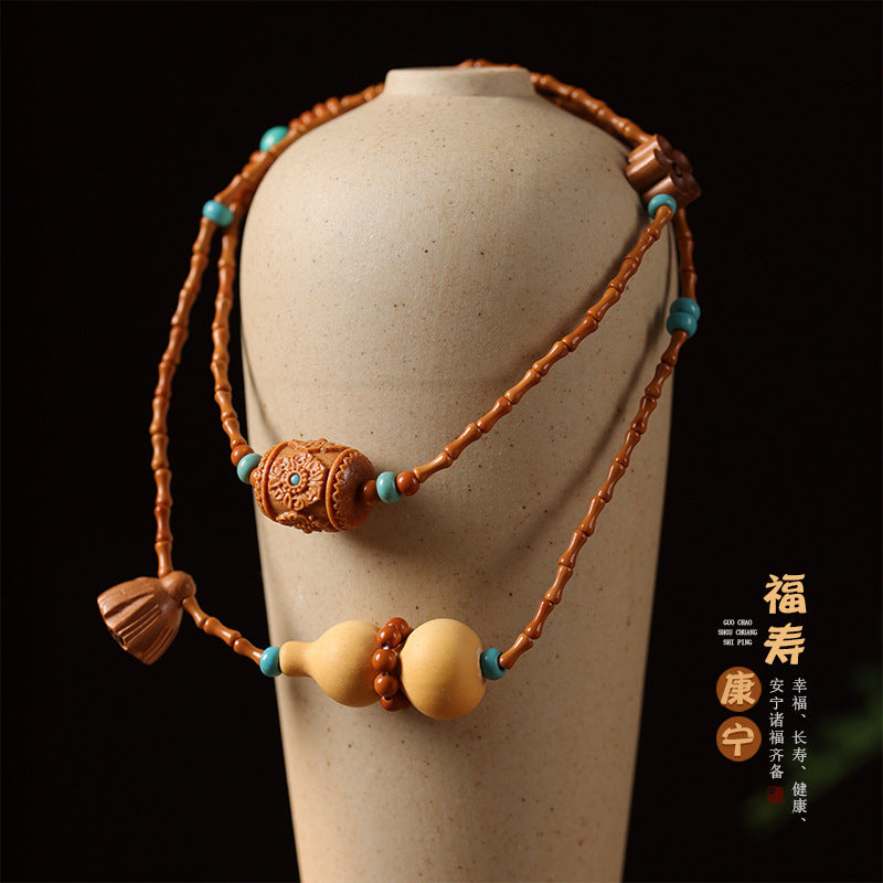 葫芦福寿康宁橄榄核竹节手持佛珠