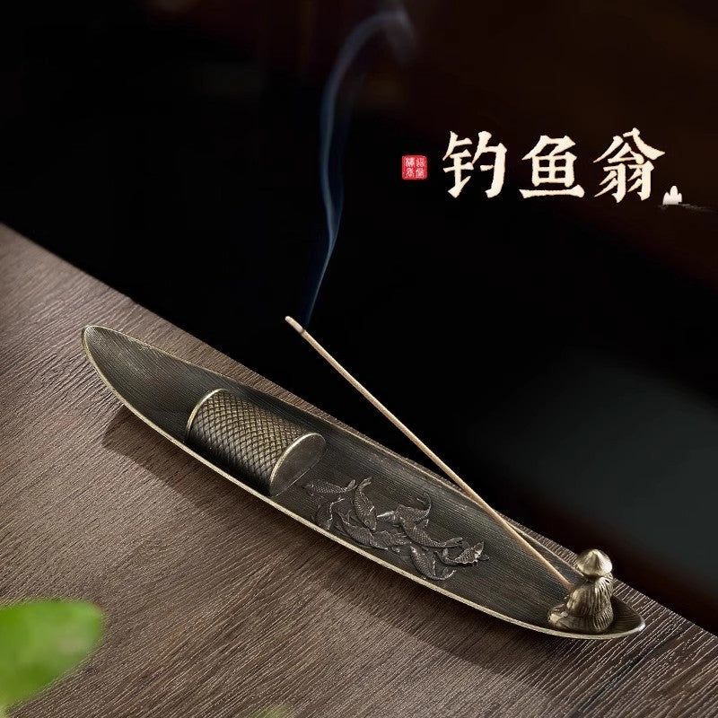 渔翁垂钓合金线香香炉-古朴归真