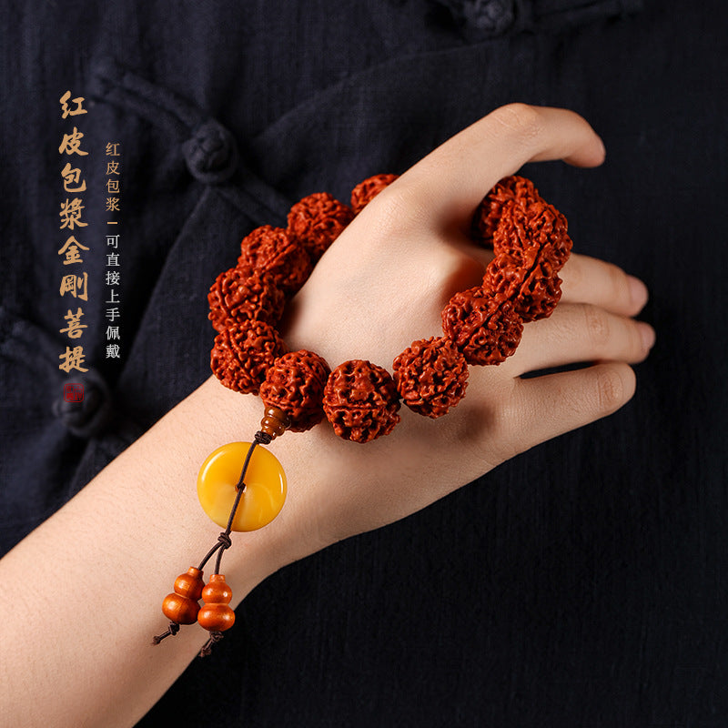 满肉油润红皮大金刚菩提手串