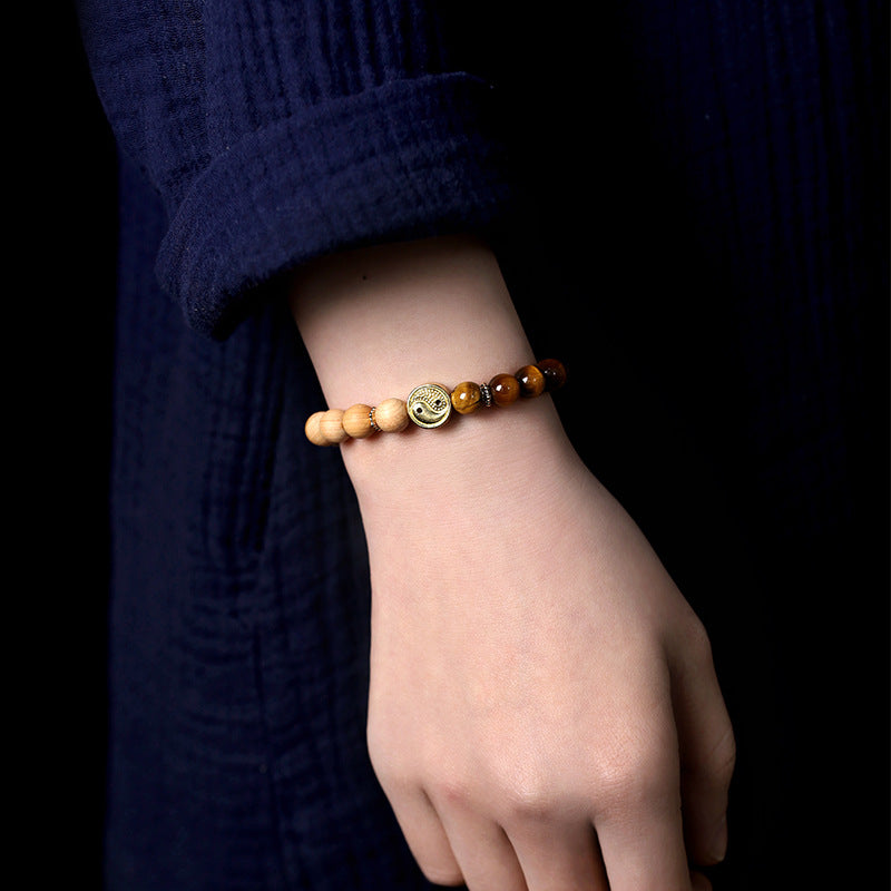 天然虎眼石拼接檀木手串