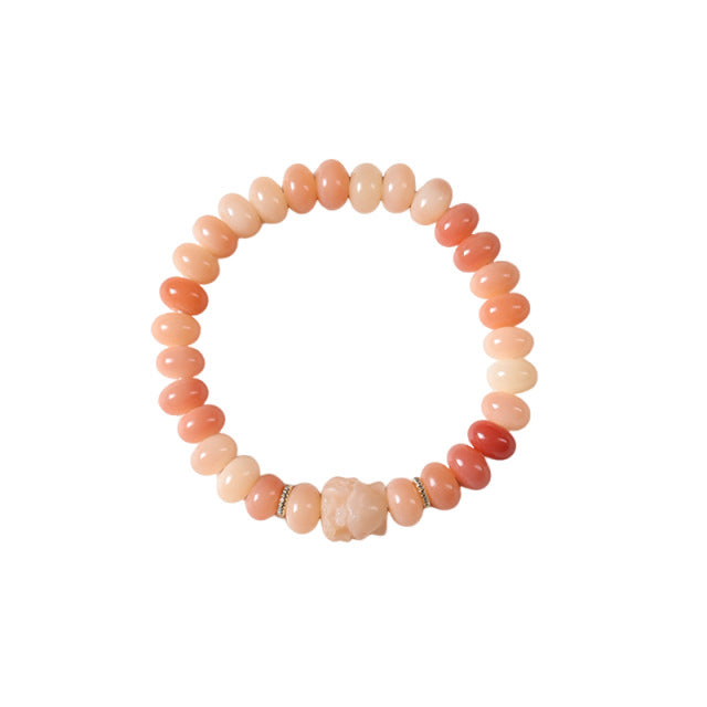 胭脂粉白玉菩提手串