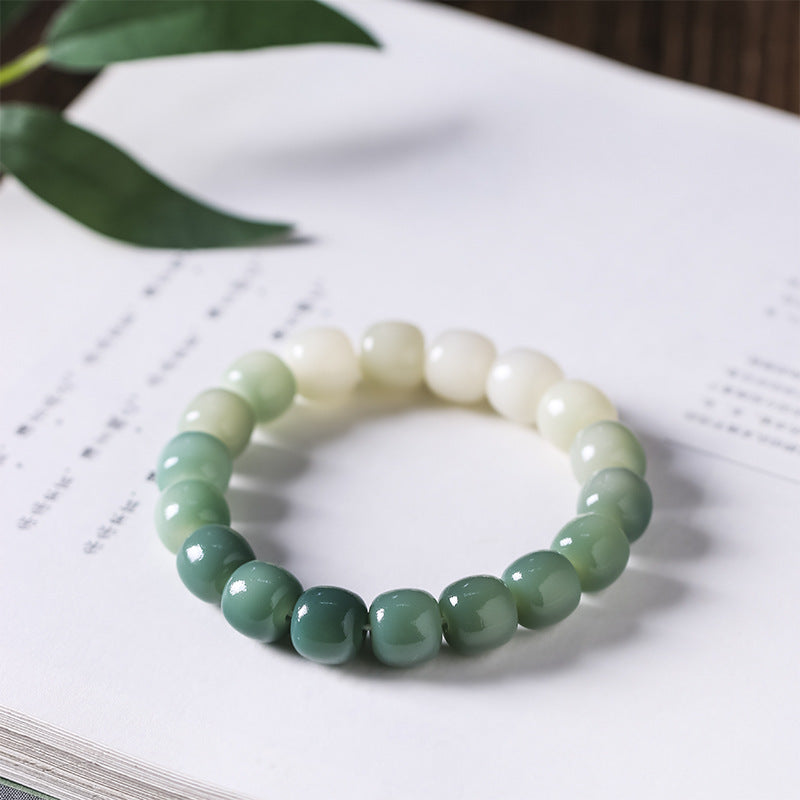 绿阴风化渐变菩提根飘花手串