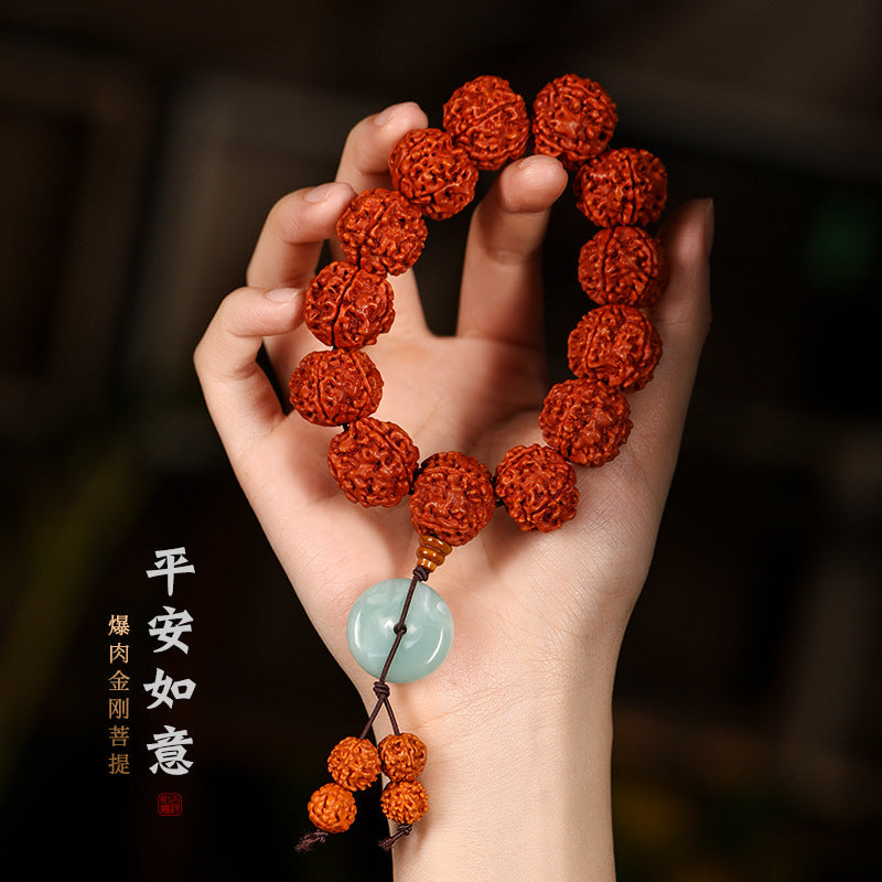 满肉油润红皮大金刚菩提手串