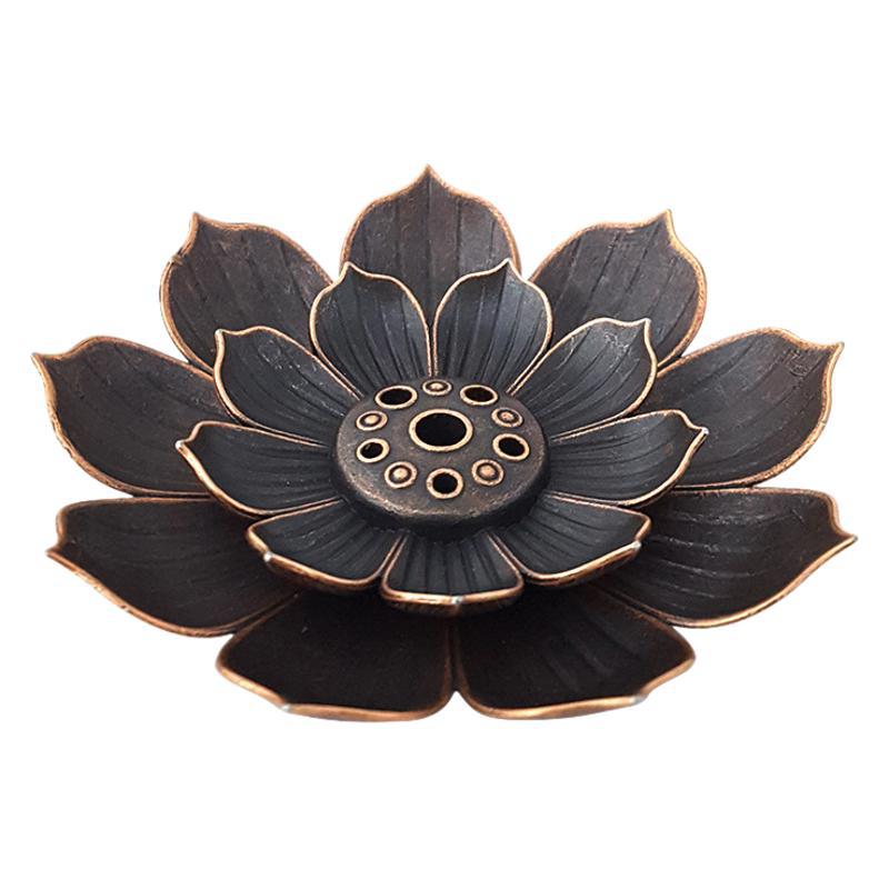 仿古铜莲花香插底座