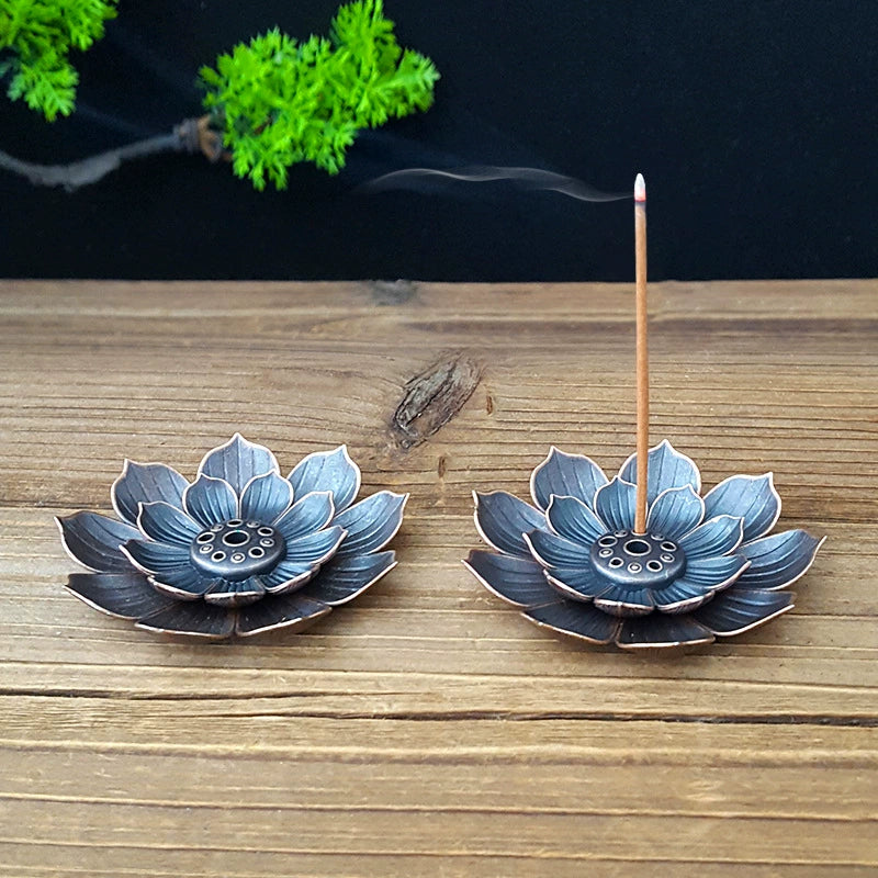 仿古铜莲花香插底座