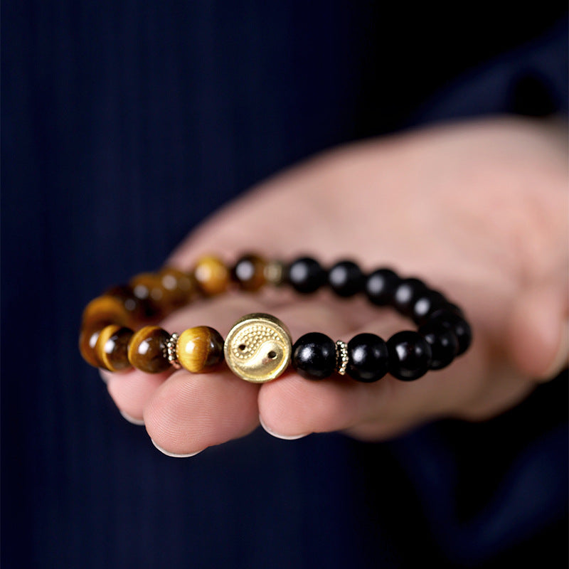 天然虎眼石拼接檀木手串