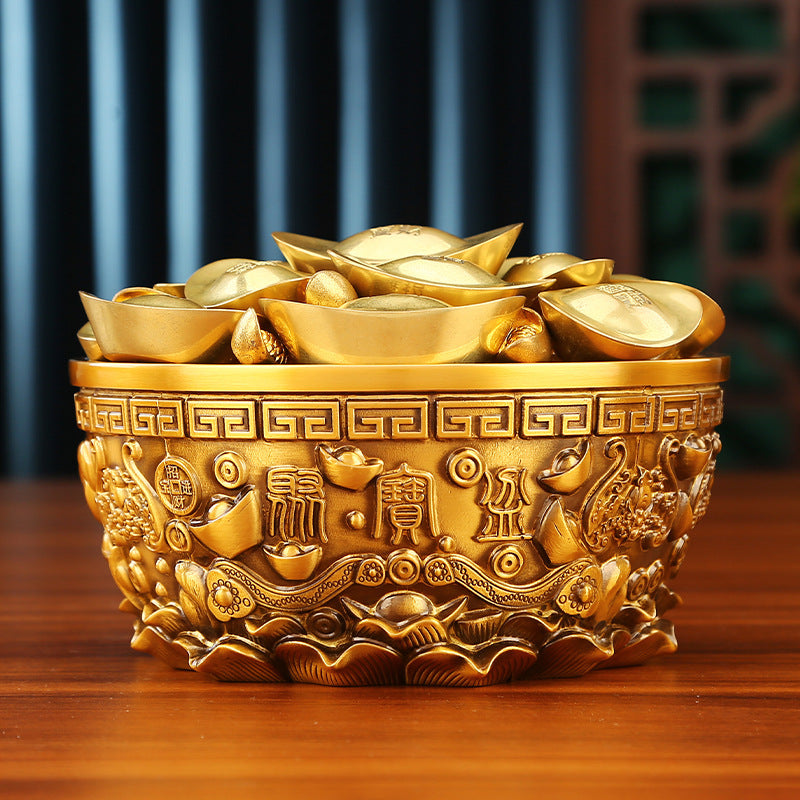 铜欣祥纯黄铜八方来财聚宝盆