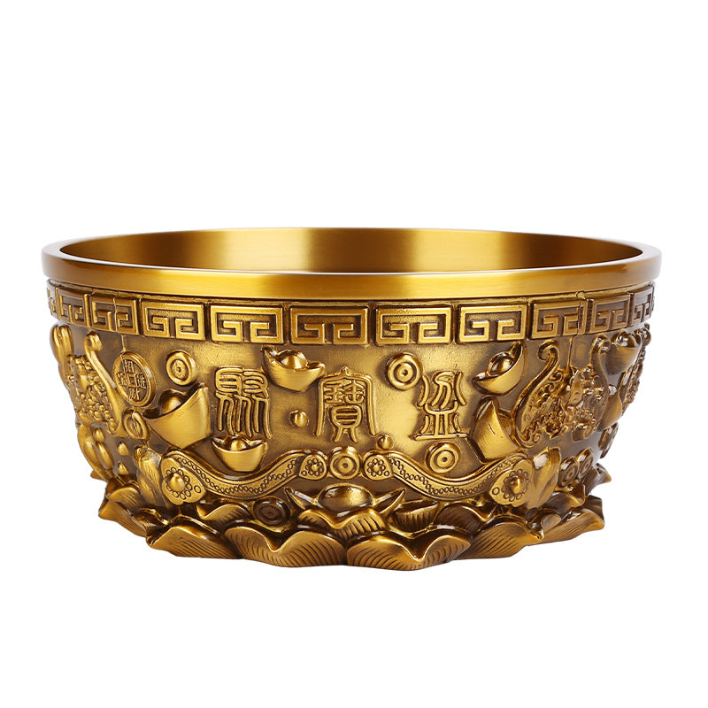 铜欣祥纯黄铜八方来财聚宝盆
