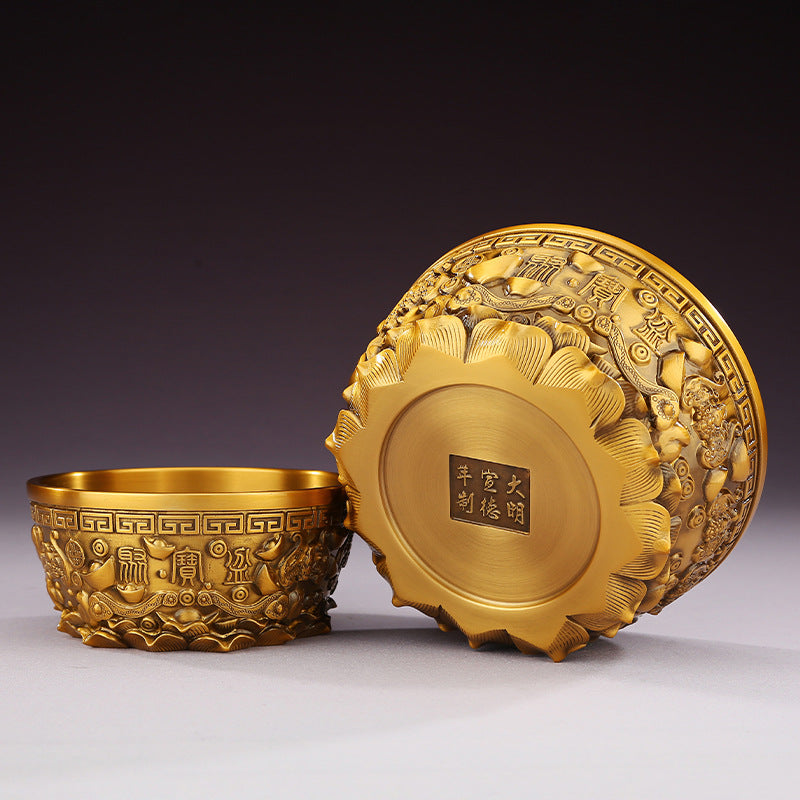 铜欣祥纯黄铜八方来财聚宝盆