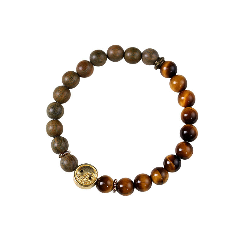 天然虎眼石拼接檀木手串