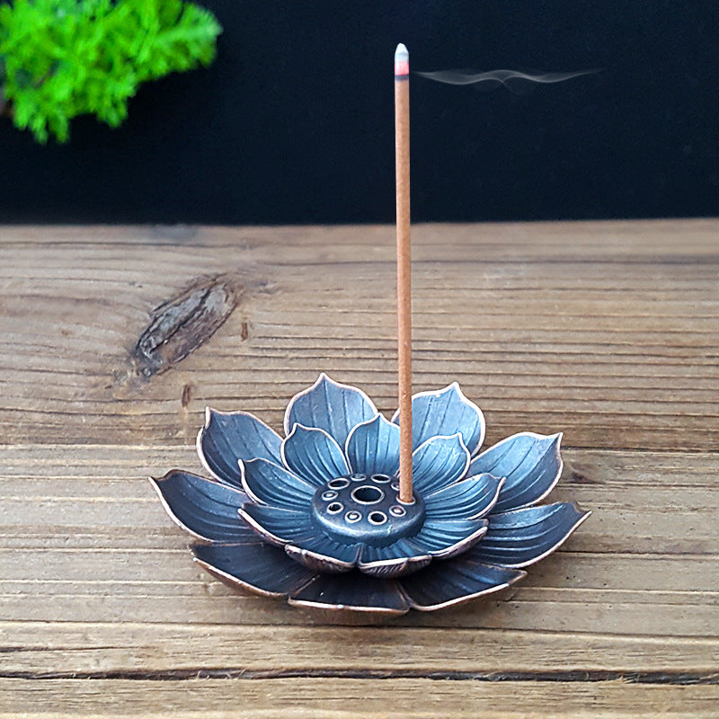 仿古铜莲花香插底座