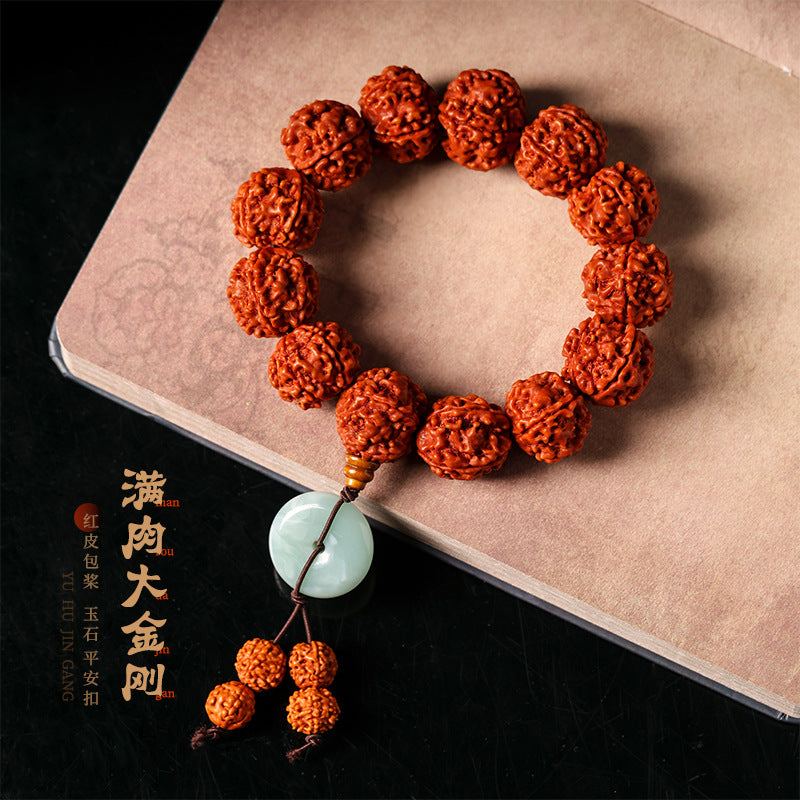满肉油润红皮大金刚菩提手串