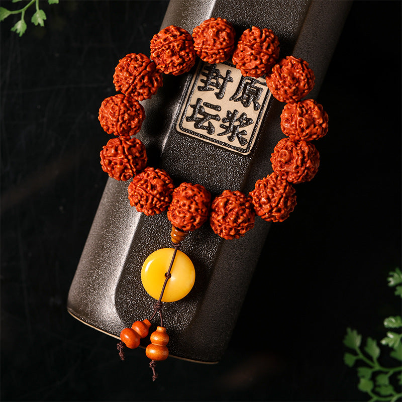 满肉油润红皮大金刚菩提手串