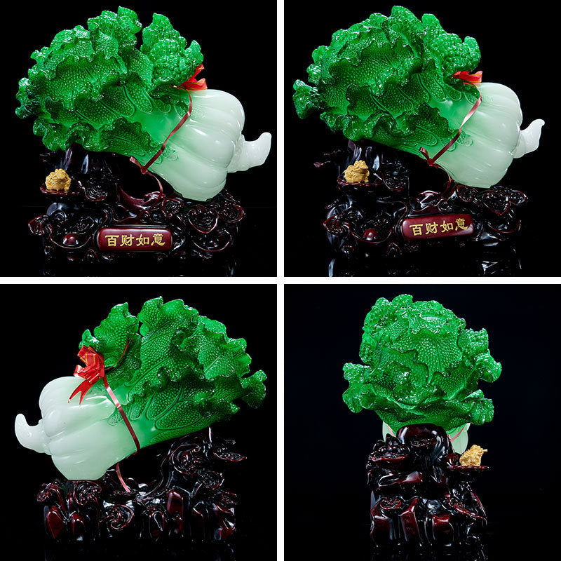 百财如意玉白菜招财摆件