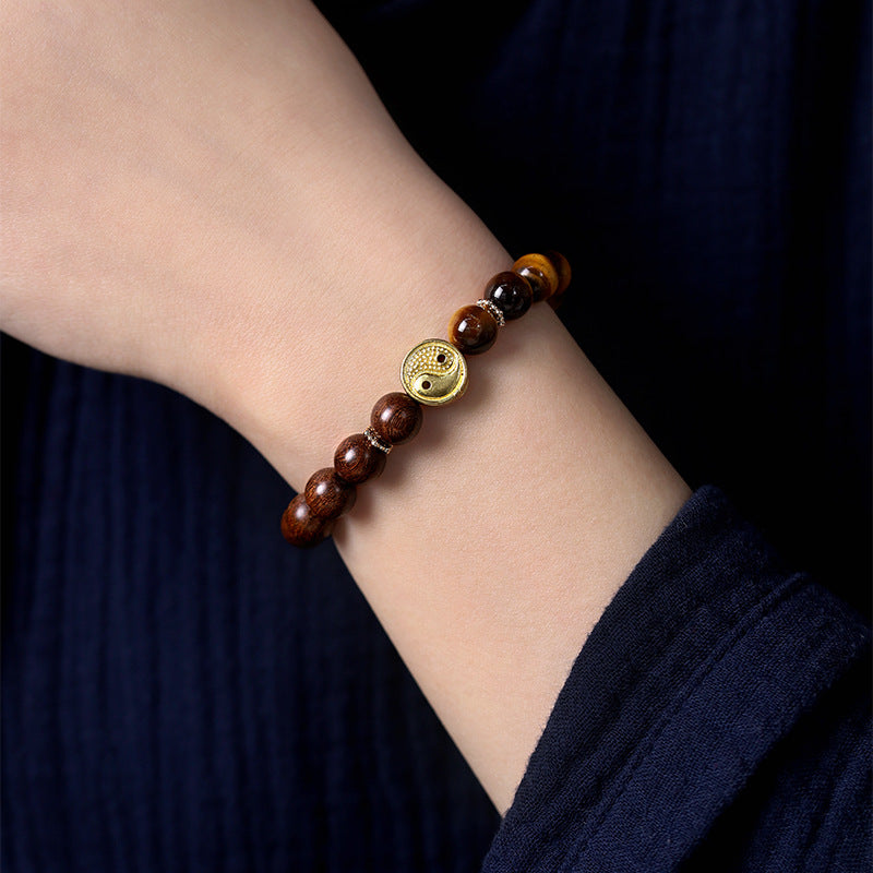 天然虎眼石拼接檀木手串