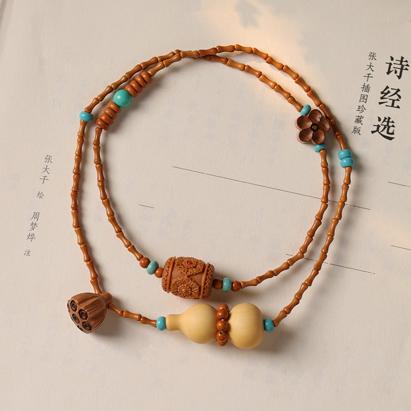 葫芦福寿康宁橄榄核竹节手持佛珠