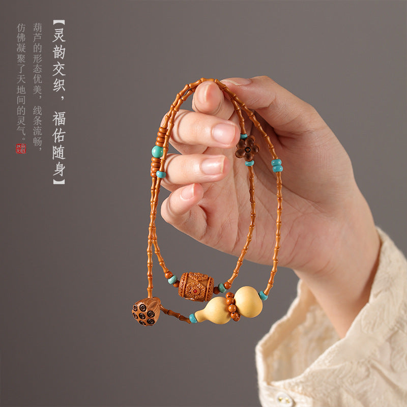 葫芦福寿康宁橄榄核竹节手持佛珠