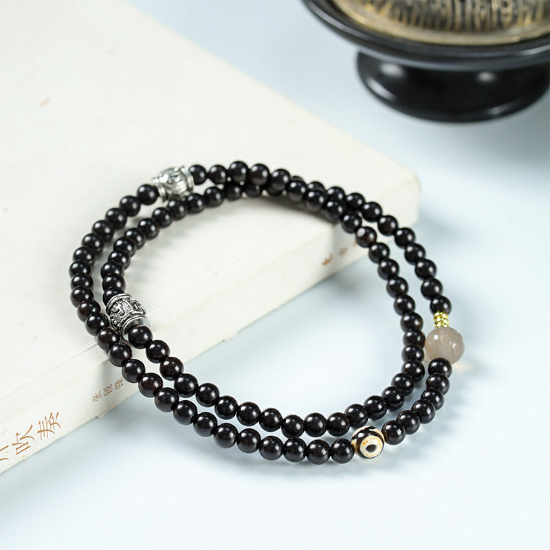 黑檀木细珠多圈手链