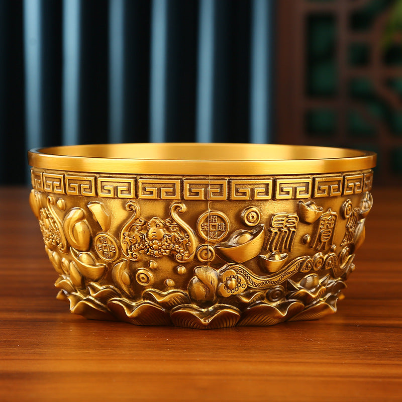 铜欣祥纯黄铜八方来财聚宝盆