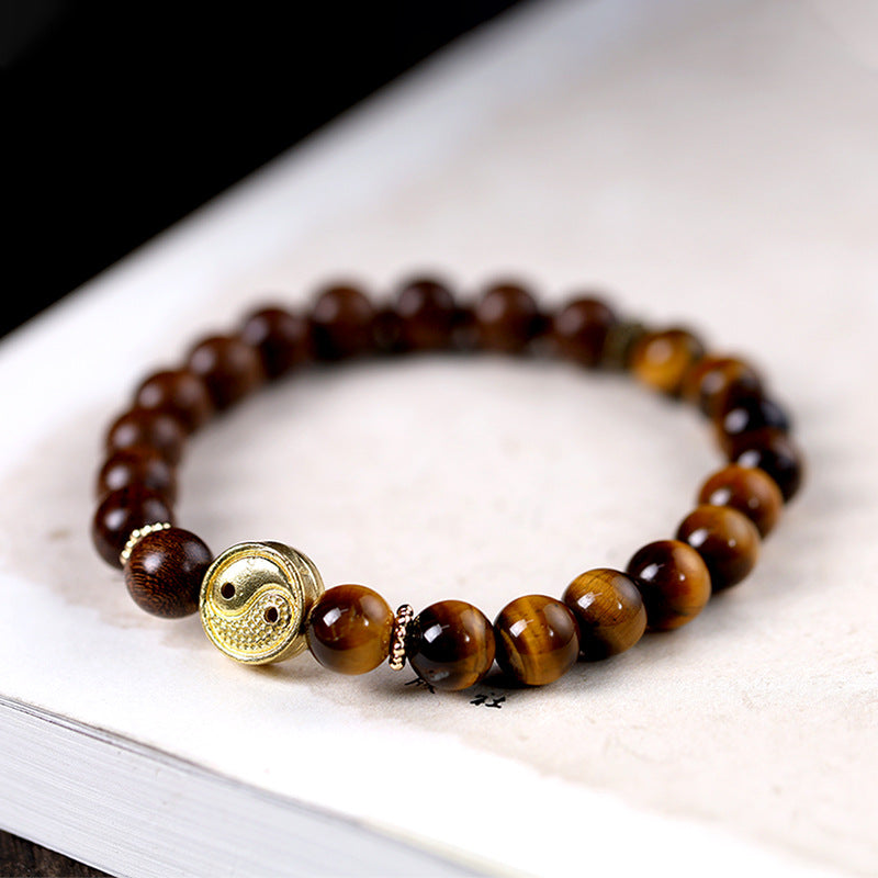 天然虎眼石拼接檀木手串