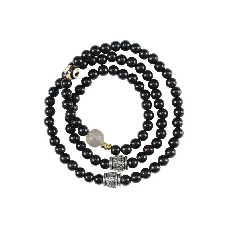 黑檀木细珠多圈手链