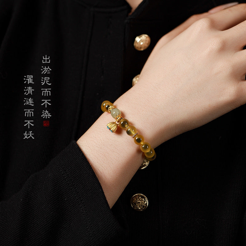 玛瑙沙金好运莲蓬手串